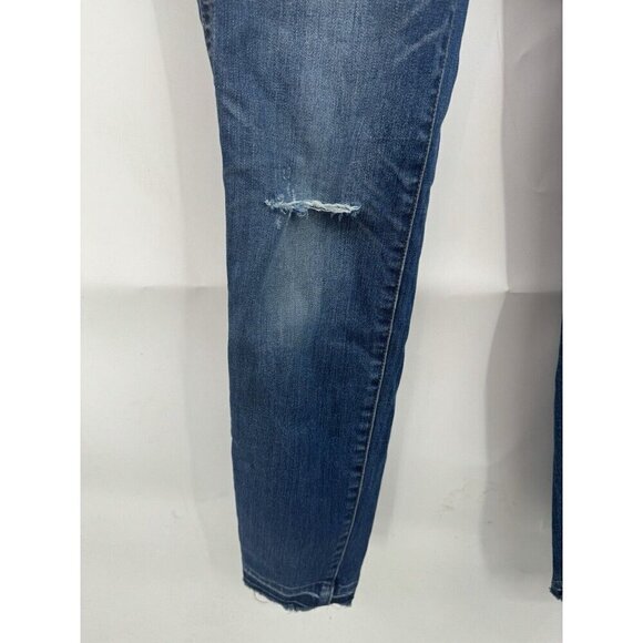 Madewell 10” High Rise Skinny Jean Women 26 Blue Wash Denim Button Fly Distress - Picture 6 of 7